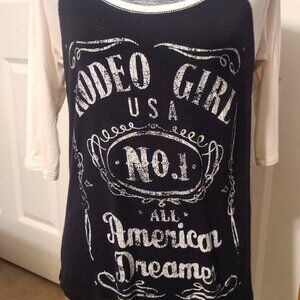 Rodeo Girl casual, black/white-t-shirt, 3/4 length sleeves